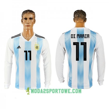 Koszulka Argentyna Di Maria 11 Mistrzostwa Świata 2018 Domowe Stroje Piłkarskie Długi Rękaw